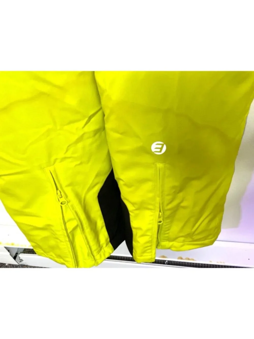 Icepeak Youth Ski Pants W/ Suspenders Neon Yellow Size 164 Waterproof & Insulate